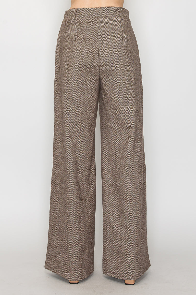 Elegant Brown Women's Wide-Leg Pants