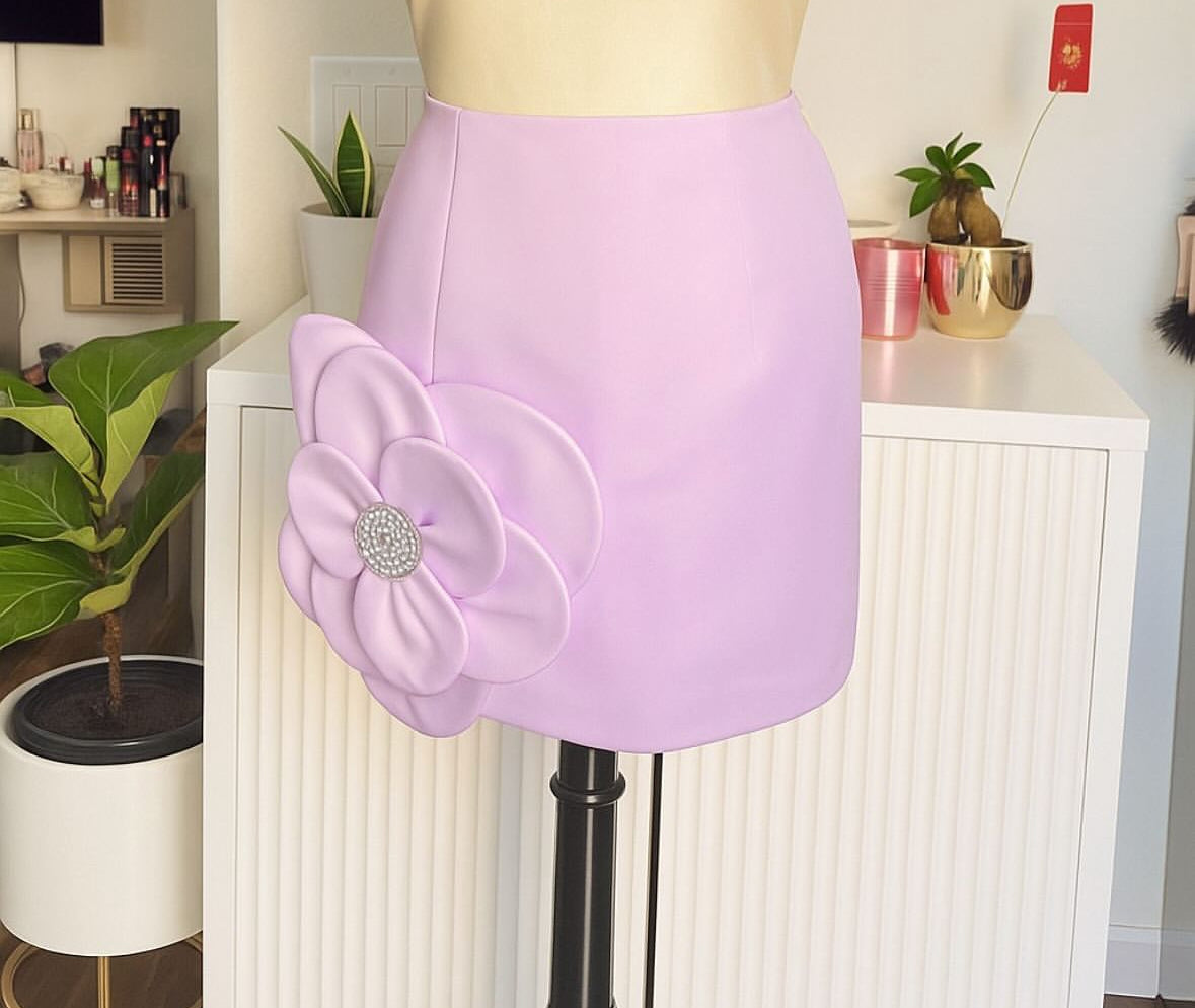 Lavender Floral Accent Skirt