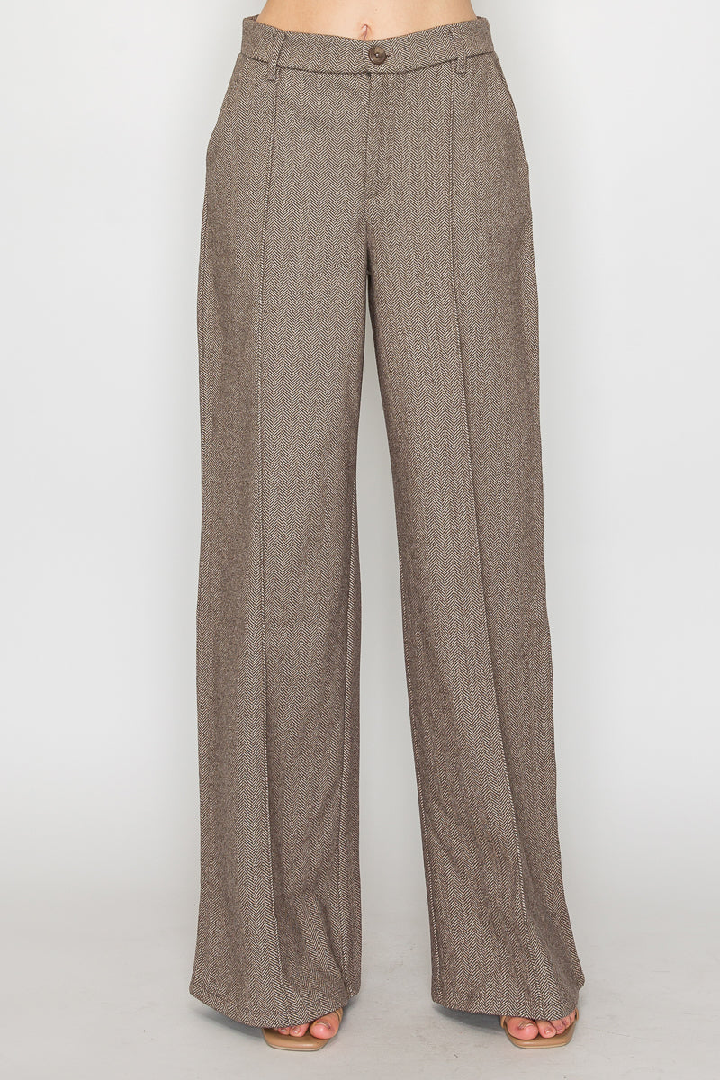 Elegant Brown Women's Wide-Leg Pants