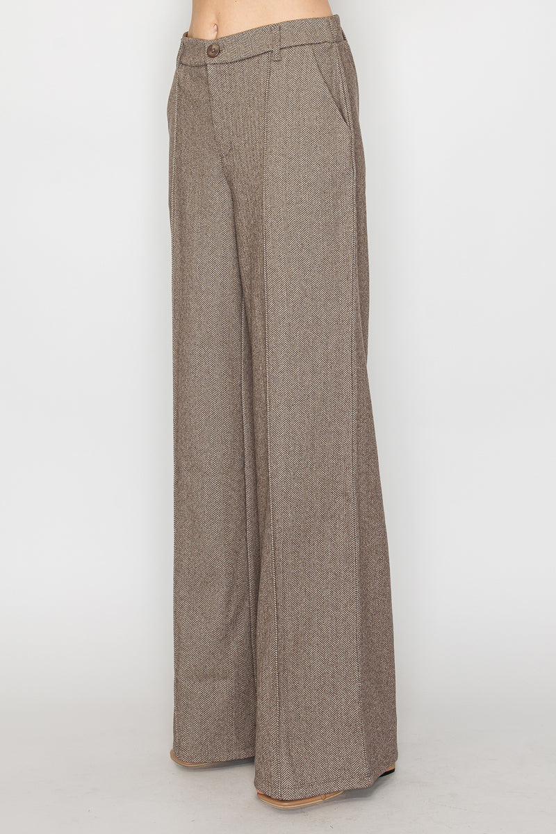 Elegant Brown Women's Wide-Leg Pants