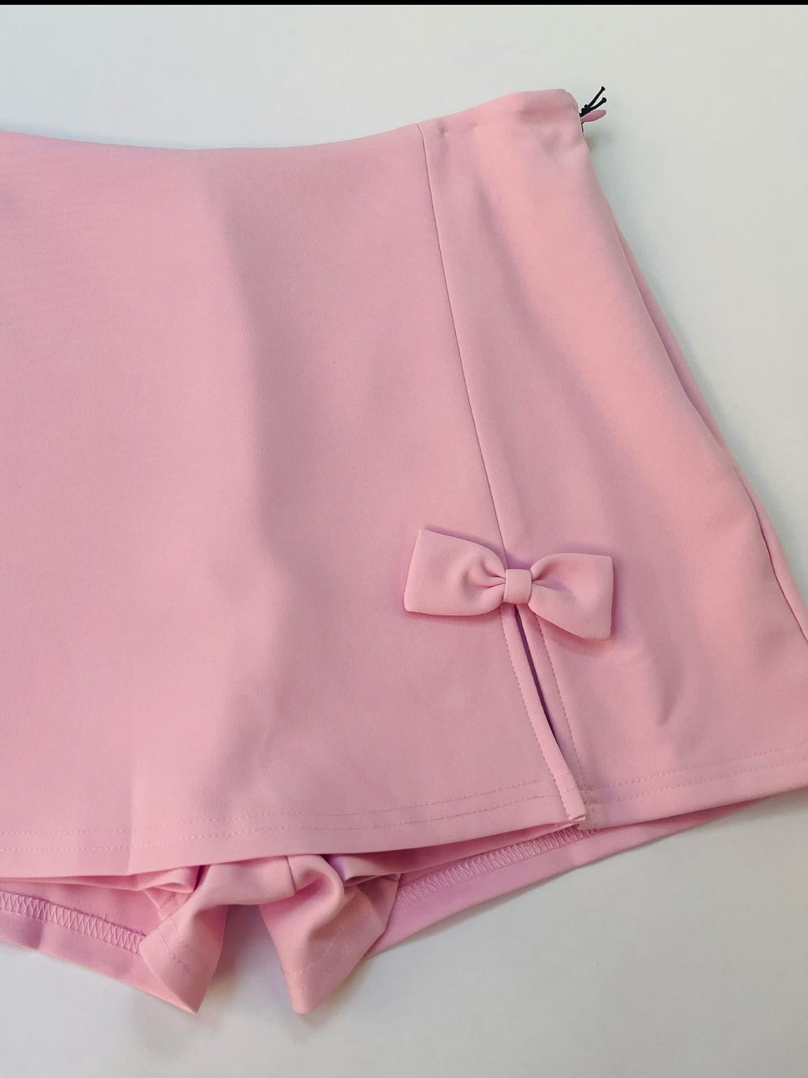 Pink Skorts with High-Waisted Bow Accent
