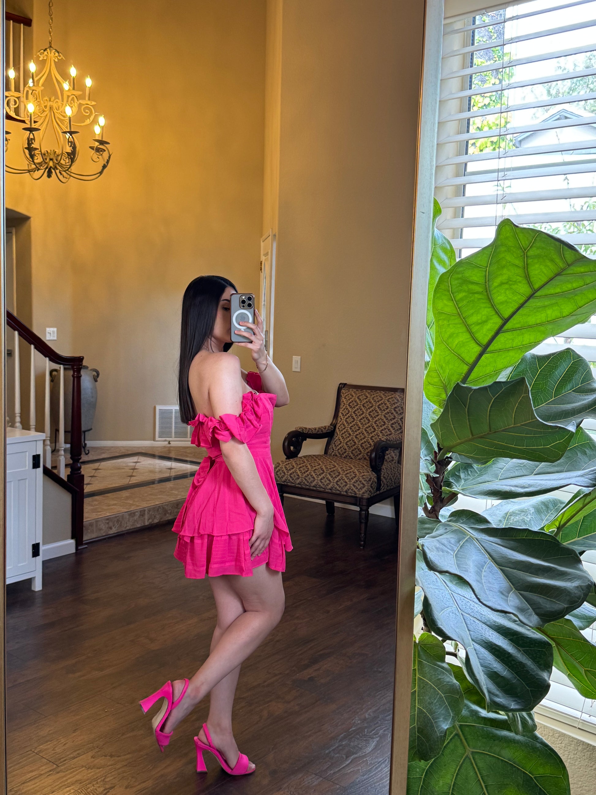Elegant Pink Off-shoulder Romper