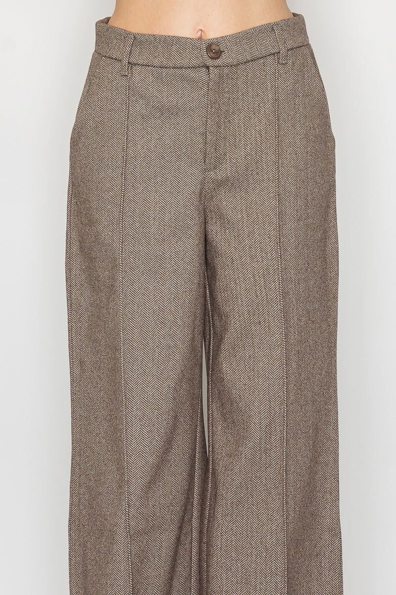 Elegant Brown Women's Wide-Leg Pants