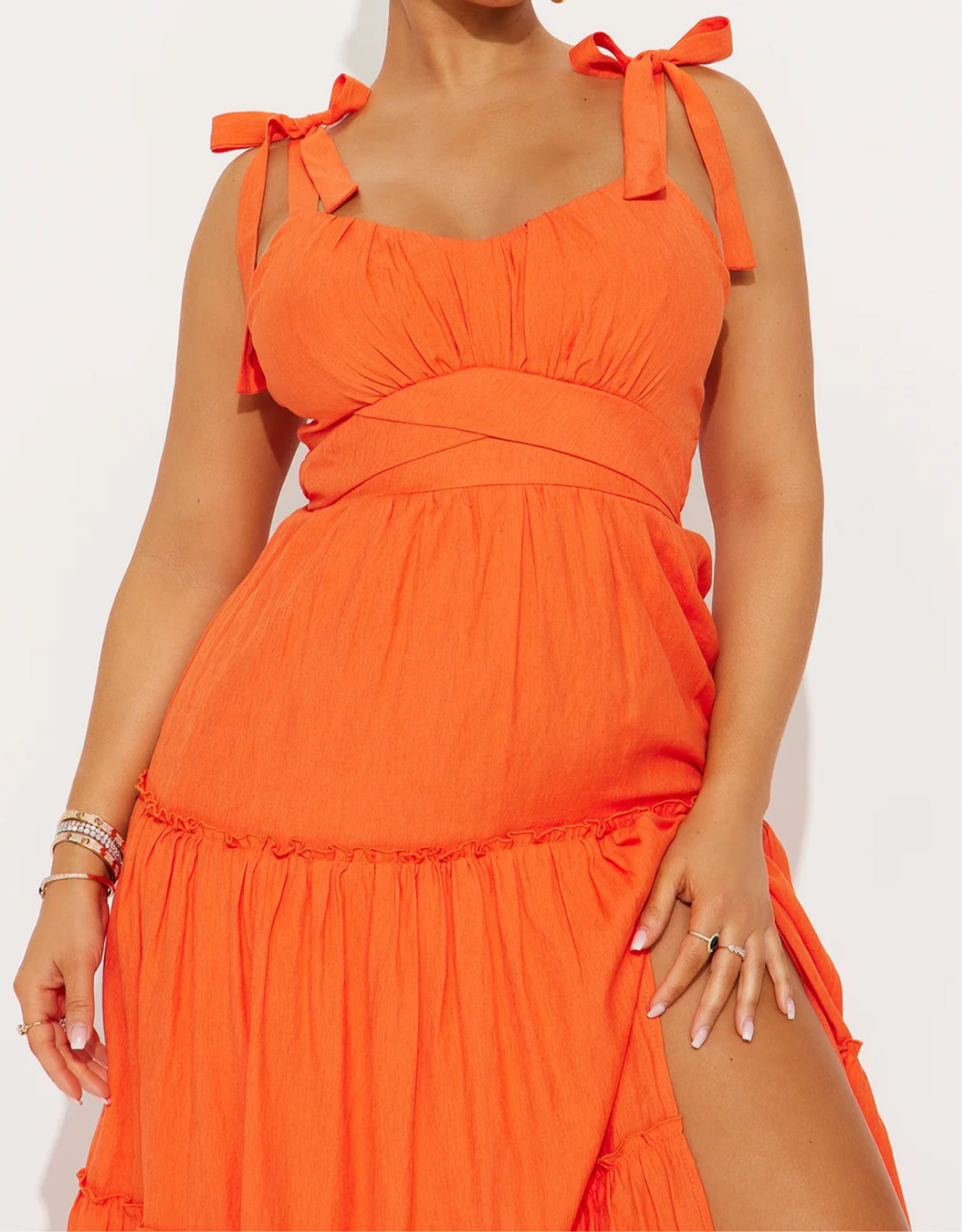 Elegant Orange Sleeveless Dress